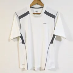 (^w^)b NIKE ナイキ 半袖 Tシャツ メッシュ FITDRY スポーツ 軽量 着回し ロゴ 刺繍 ストレッチ ライン カジュアル ラフ ラクチン トレーニング 運動 ジム 白 ホワイト サイズM