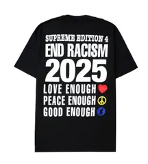 〇【新品未使用】スニーカーダンク購入SUNKDUNK/ SUPREME シュプリーム ×グッドイナフ GOODENOUGH 25SS End Racism Tee Black Tシャツ 黒 Lサイズ ■L29083SSA25-250625-11K(198)