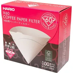 【5個セット】 HARIO V60用 ペーパーフィルター02 (箱) 1〜4杯用 ホワイト 100枚入 VCF-02-100WK