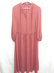 ◇ ⊂◎ UNIQLO ユニクロ 長袖 ロング ワンピース サイズL ボルドー系 レディース E  【1410290056547】