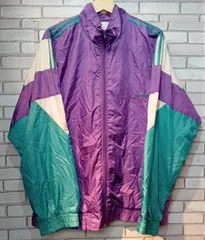adidas アディダス 80s 白タグ 万国旗 トレフォイル刺繍 ナイロンジャケット 紫 スポーツ