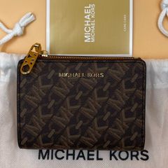 【美品】MICHAEL KORS マイケルコース Empire 財布//MK シグネチャー 総柄/二つ折り 2つ折り 折り財布 ウォレット/ブラウン系/PVCレザー 合成皮革 合皮/品番:32S4G8ED7V/ 服飾 (75-2025-0606-KO-001)
