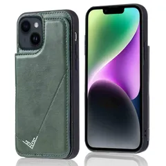 【数量限定】【Geshh】iPhone 13 Mini 5.4 inch(5.4インチ)レザーケース(ダルグリーン)耐衝撃耐衝撃 財布型カバー カード収納 横置きスタンド機能 開閉式 ストラップ付き 薄型レザーケース 対応 アップル アイフォン13ミニ iph