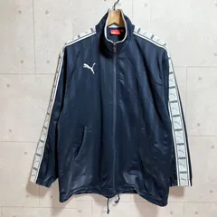 PUMA プーマ トラックジャケット ジャージ トップス S-M デカロゴ ライン ストライプ ネイビー メンズ SG335-7
