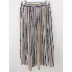 ◇ SpRay スプレイ 総柄 プリーツ ロング フレア スカート サイズM キャメル ネイビー ベージュ レディース  【中古】 【1206100002909】