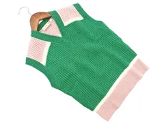 UNIQLO ユニクロ MARNI マルニ ウール混 Vネック ニット ベスト sizeS/緑xピンク ◇■ レディース