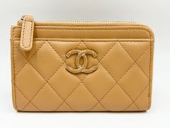 CHANEL シャネル ラムスキン フラグメントケース コインケース カードケース ライトブラウン マトラッセ AP3992 超美品