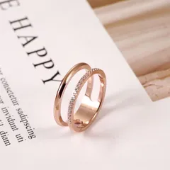 2連リング ステンレスリング ステンレス指輪 ピンキーリング ピンクゴールド
