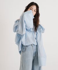夢展望公式 [新品未使用] ２ｗａｙオフショルフリルブラウス [ブルー] 他カラー別ページ有 rectangle ブラウス・シャツ ブラウス・シャツ（長袖） 535211-03