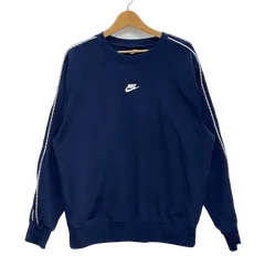 NIKE ナイキ STANDARD FIT ナイロン ユニフォーム トレーニングウェア 長袖 ロンT オーバーサイズ ビッグシルエット ターキー製 Mサイズ ネイビー ブルー