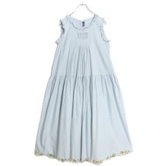 ピンクハウス★お花のモチーフ付き♪ノースリーブワンピース 綿ローン 水色系 フリル&ピンタック♪z14660
