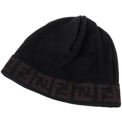 フェンディ FENDI ズッカ柄 ニットキャップ ニット帽 帽子 ウール ブラック レディース 【中古】のサムネイル