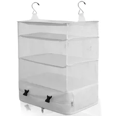 『軽量化 YKKファスナー採用』 クローゼット吊り下げ収納 インナーバッグ トラベルポーチ 吊り下げポーチ YKK 圧縮 旅行 出張 旅行ポーチ パッキング (ホワイト, XL) [ホワイト] [XL]