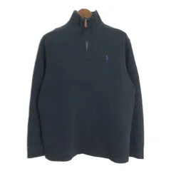 Polo by Ralph Lauren ポロ ラルフローレン ハーフジップ コットンセーター ワンポイントロゴ ブラック (メンズ M) 中古 古着 S9339