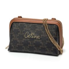 セリーヌ / CELINE　チェーン付きクラッチ / チェーン ショルダー バッグ　10E38　トリオンフキャンバス　タン(ブラウン系) 【中古】 商品番号 S-158364