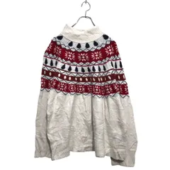 ginatricot ノルディック柄 ハイネック ニット セーター XL レディース ホワイト レッド ブラウン 古着卸 アメリカ仕入 a603-5339