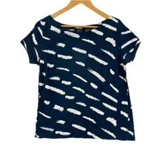 美品 A.P.C. アーペーセー 総柄 春夏 SS 半袖Tシャツ コットン ネイビー レディース M【古着】【中古】【送料無料】