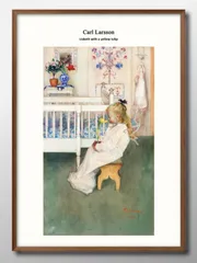 カール・ラーション、鏡の前で、自画像、希少画集画、新品額装付 カール・ラーション、鏡の前で、自画像、希少画集画、新品額装付