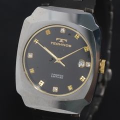 ✨TECHNOS✨テクノス✨Borazon✨デイト✨ブラック文字盤✨腕時計✨ ✨TECHNOS✨テクノス✨Borazon✨デイト✨ブラック文字盤✨腕時計