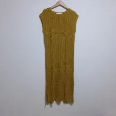 12-203　新品　Bou Jeloud　ブージュルード　マスタード　柄編みサマーニット　ワンピース　
