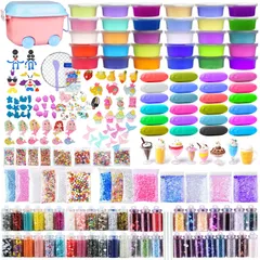 【新着商品】水晶粘土 DIY セット キット おもちゃ 手作りツール 金魚鉢ビーズ 果物切片 スライム カラフルフォーム紙吹雪 含有54個入りふわふわクリスタル粘土 slime 6歳以上