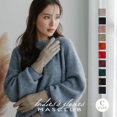 MASCLUB公式 手袋 防寒 防風 レディース Cタイプ 冬 おしゃれ 暖かい 裏起毛 フェイクレザー 10色