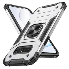 Galaxy note8 ケース リング付き 耐衝撃 衝撃吸収 米軍MIL規格取得note8 カバー レンズ保護 TPU+PC リングつき 指紋防止 車載ホルダー対応 スタンド機能 防塵 薄型 軽量 落下防止 擦り傷防止 携帯カバー 銀C82-00233 0