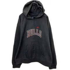 adidas ロゴスウェット パーカー L ブラック アディダス シカゴブルズ 薄手 裏起毛 プルオーバー 古着卸 アメリカ仕入 a709-5347