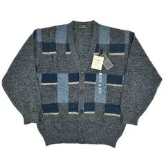新古品 美品 ニット カーディガン ウール アルパカ混 ダークグレー ネイビー Mサイズ 秋冬 防寒 古着｜Wool Alpaca Knit Cardigan Dark Gray Navy M New Vintage