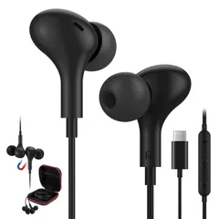 【新着商品】PC 用 パソコン MacBook カナル PS5 mini 型 4 テレワーク Air Pro ノイズキャンセリング iPad イヤフォン 磁気 C Type 重低音 USB 通話対応 付き マイク リモコン付き 有線 イヤホン ケース付き c