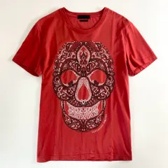 12e23 イタリア製 Alexander McQueen アレキサンダーマックイーン Tシャツ カットソー スカルプリント 174981  レッド コットン 春夏のサムネイル