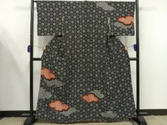 平和屋着物■訪問着　絞り　霞文　黒地　正絹　逸品　AAAT6910mf
