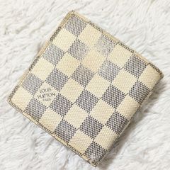 【廃番品】LOUIS VUITTON ルイヴィトン 二つ折り財布 ポルトフォイユ マルコ ダミエ アズール 折財布 コンパクトウォレット コインケース カードケース レザー 本革 白 ホワイト メンズ レディース ユニセックス