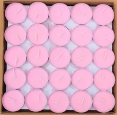 アルミカップ ろうそく 無香料 ティーライトキャンドル 50個入り 円形 HIDERME (Pink)