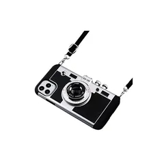 UnnFiko iPhone 7 ケース カメラデザイン おしゃれ iPhone 8 ケース レトロ 3D ハードケース おもしろい 携帯保護カバー 6.1インチ アイフォン SE 第2世代 ケース ネックストラップ付き (iPhone 7 / 8 / S 1