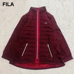 【USED】フィラ FILA レディース UV 発熱綿エアライトジャケット スポーツ 裏起毛 刺繍ロゴ バーガンディー キルティング シャギー 軽量 ジャンパー ブルゾン アウター LL