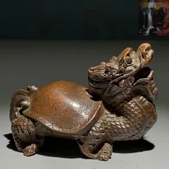 亀　置物　文鎮　骨董品 亀 置物 純銅製 古銅 細工 銅亀 文鎮 亀 工芸品 - メルカリ