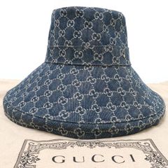 【新品未使用タグ付】GUCCIワイドブリムハット GUCCI デニムハット 631958 エコ ウォッシュド デニム ワイド