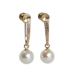10金 ゴールド イヤリング 淡水パール 真珠 揺れる シンプル 華奢 かわいい おしゃれ 6月誕生石 女性  レディース
