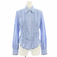 ポールスミスウィメン Paul Smith WOMEN ピーエス PS シャツ ブラウス タックフリル 長袖 チェック切替 40 水色 ライトブルー /HN ■GY14