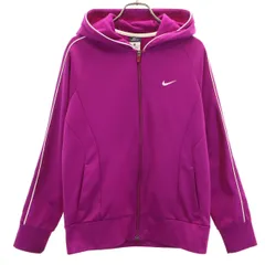 NIKE ナイキ 長袖 ジャージ ジップパーカー M パープル 裏フリース レディース 古着