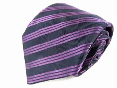 ヒルトン ブランドネクタイ ストライプ柄 シルク イタリア製 メンズ ブラック HILTON 【中古】