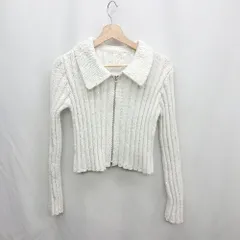 ◇ ⊇ GRL ラメ 長袖 ジップアップニット サイズF ホワイト レディース E  【1410290021262】
