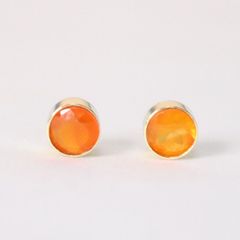 14KGF カーネリアン 4mm 天然石 ベゼル ピアス