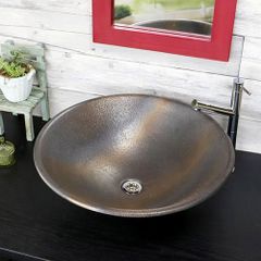 信楽焼 手洗い鉢 洗面ボウル 陶器 直径50cm 大型サイズ 金彩ソリ型手洗い鉢 tr-4016