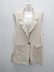 ◇ w closet ダブルクローゼット シンプル ジレ ベスト サイズF ライトベージュ レディース P  【1406110025831】