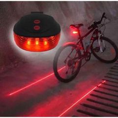 w【電池付属/送料無料】自転車防水LEDテールランプレッド(5LED+2レーザー