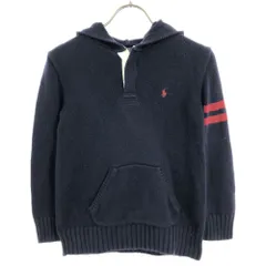 ポロバイラルフローレン ロゴ刺繍 長袖 フード付 コットンニット パーカー 130 ネイビー Polo by Ralph Lauren プルオーバー キッズ