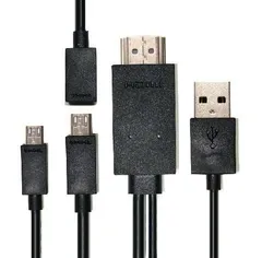 Galaxy/Xperia/HTC/ARROWS/AQUOS通用 micro USB to HDMI 変換ケーブル MHL-HDMI 2m オスーオス ブラック 1080P マイクロ5ピン&11ピン対応 micro 5ピン-11ピン変換ケーブル付