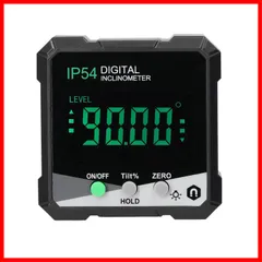 IP54、IP54 4 RUSUO * 90°ポータブルデジタル傾斜計LCDバックライトデジタル分度器スロープメーターデジタル角度定規片側磁気多機能分度器絶対相対測定モードデータ保持